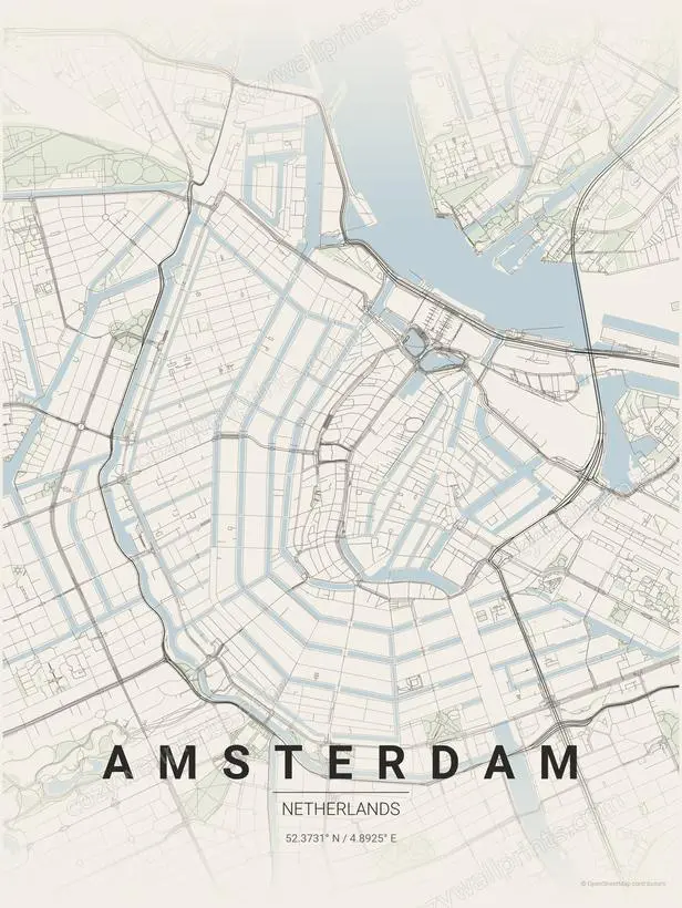 Amsterdam City Map Print - Print 1 artwork