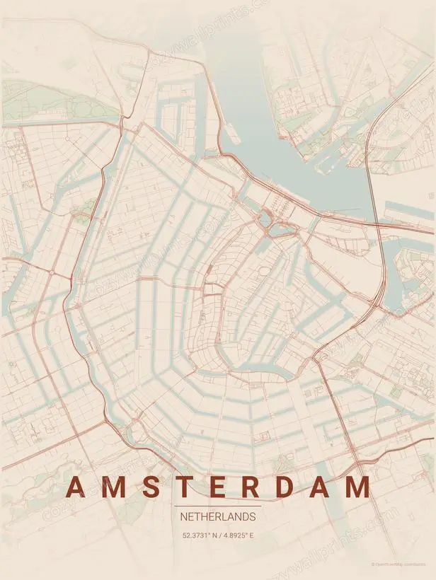 Amsterdam City Map Print - Print 3 artwork