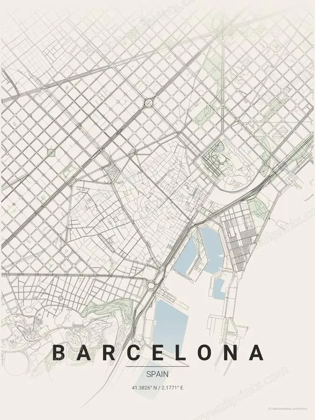 Barcelona City Map Print - Print 1 artwork