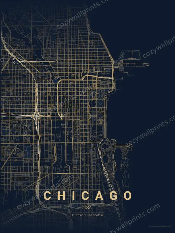 Chicago City Map Print - Print 2 artwork