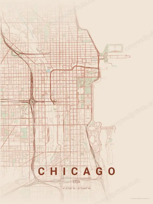 Chicago City Map Print - Print 3 artwork