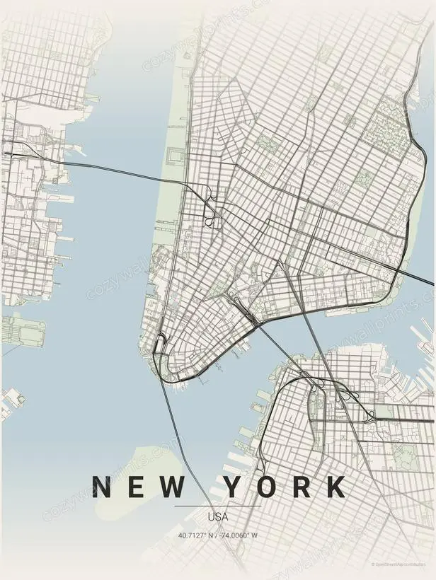 New York City Map Print - Print 1 artwork