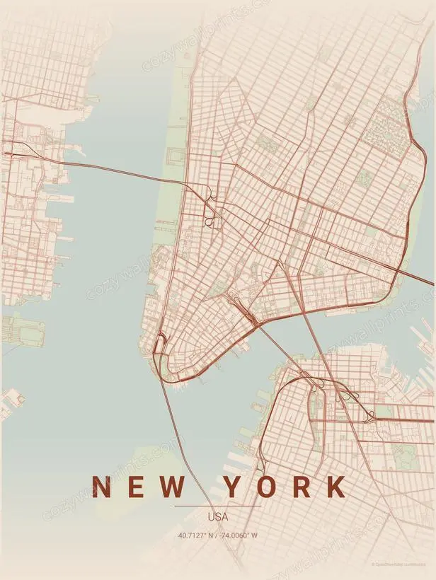 New York City Map Print - Print 3 artwork