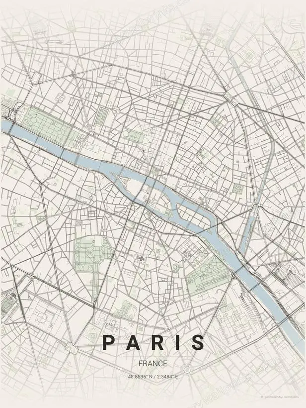Paris City Map Print - Print 1 artwork