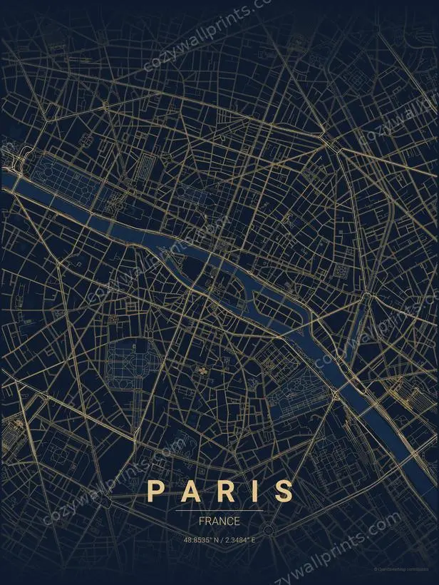 Paris City Map Print - Print 2 artwork