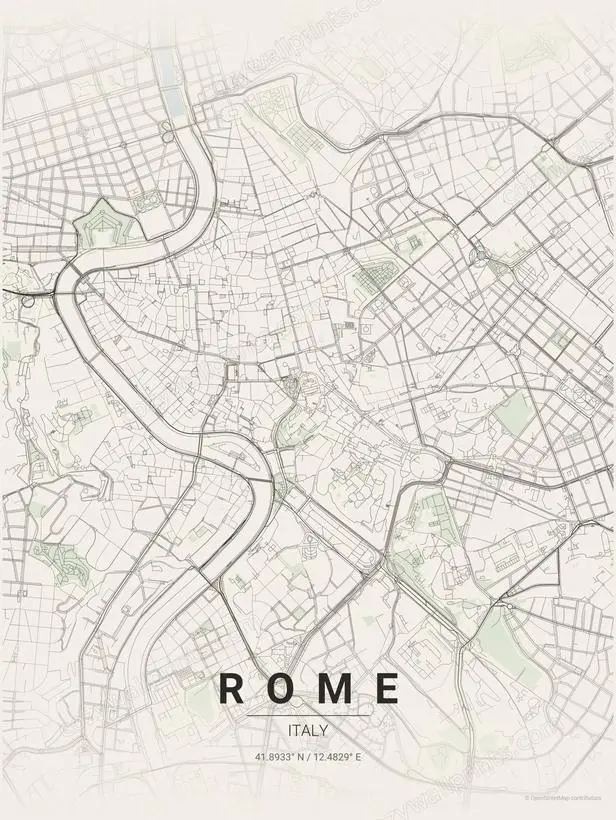 Rome City Map Print - Print 1 artwork