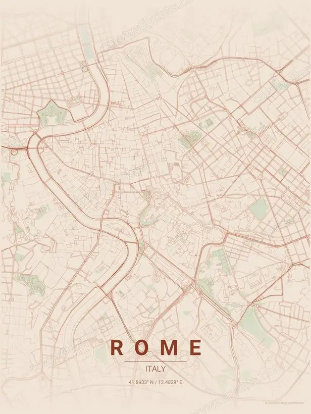 Rome City Map Print - Print 3 artwork