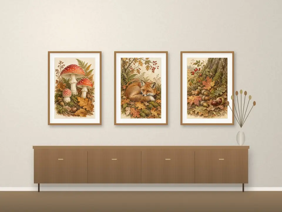 Autumn Woodland Naturalist Prints printable wall art