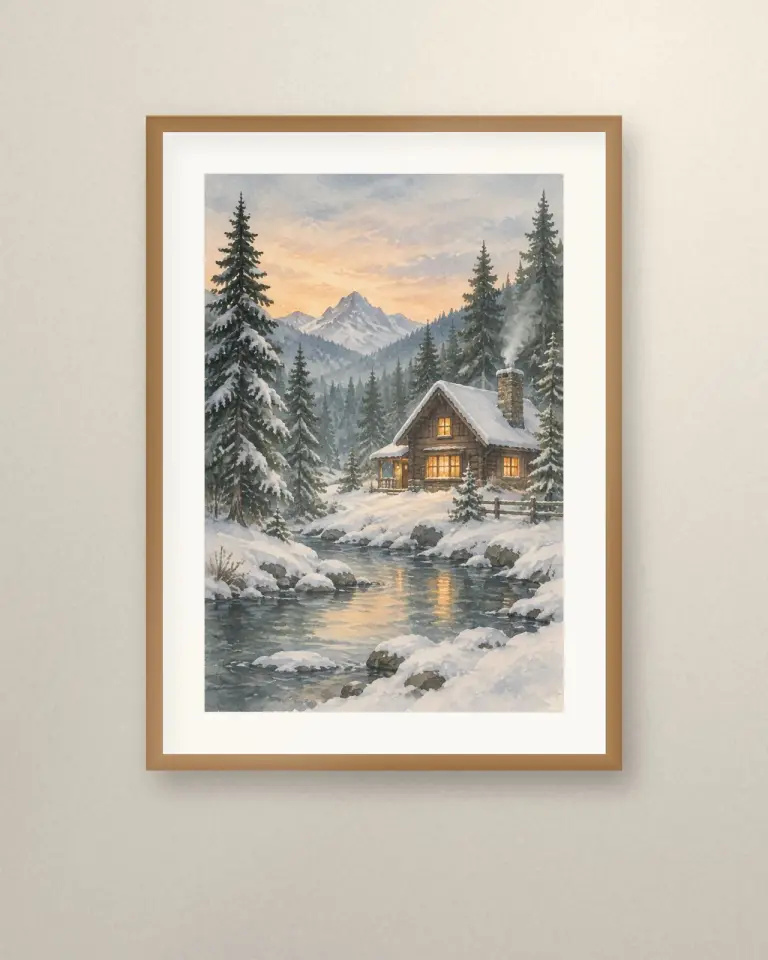 Winter Cabin Set printable wall art
