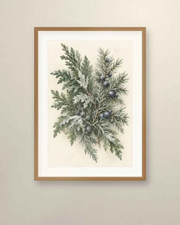 Winter Evergreen Botanical Prints - Room view 4