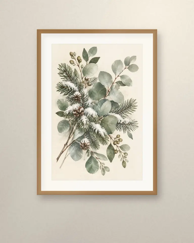 Winter Evergreen Botanical Prints - Room view 5