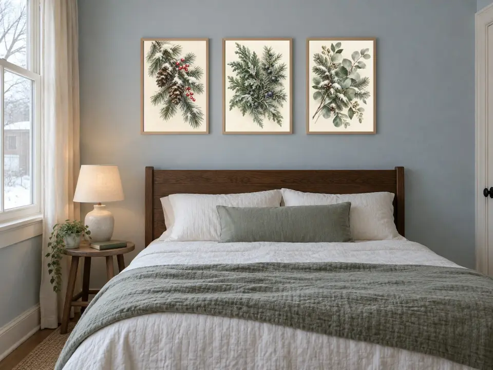 Winter Evergreen Botanical Prints - Room view 1